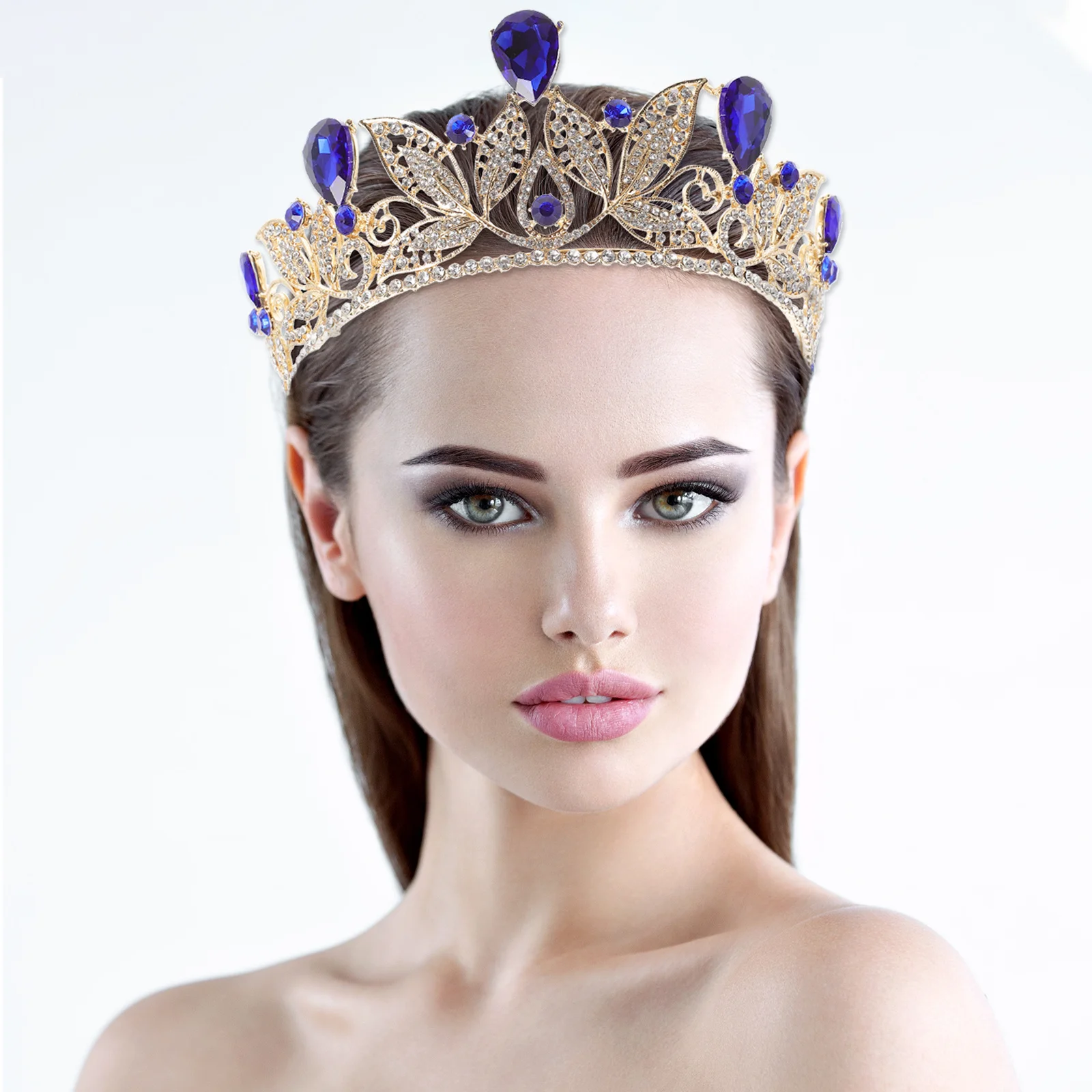 

1Pcs Retro Style Baroque Crown Wedding Hair Ornament Bridal Rhinestone Tiara Party Headdress Chic Women Hair Decor Queen Large