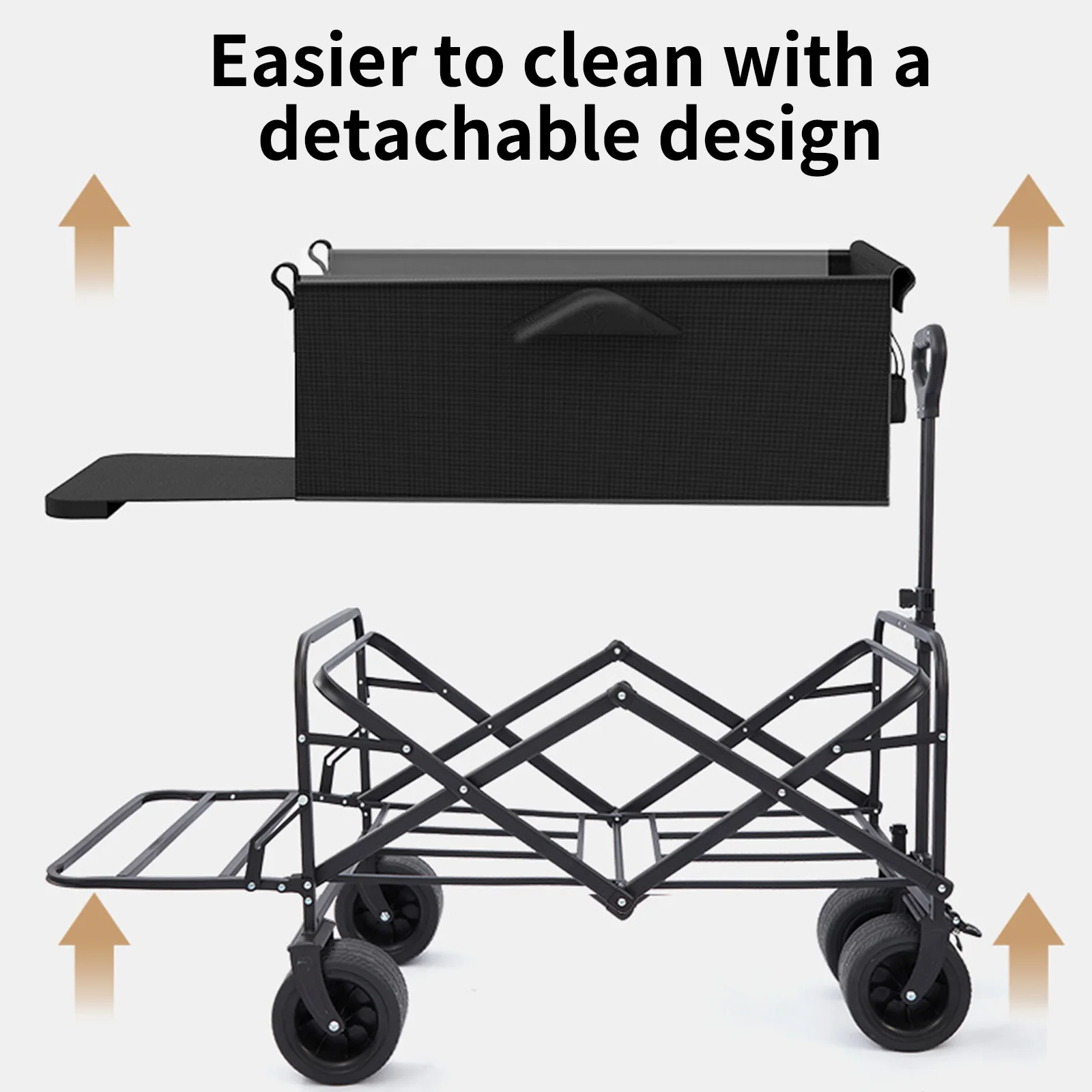 عربة شاطئ قابلة للطي وقابلة للطي شديدة التحمل، عربة شاطئ ذات سعة كبيرة، محمولة للتسوق والحديقة والتخييم والصيد في الهواء الطلق