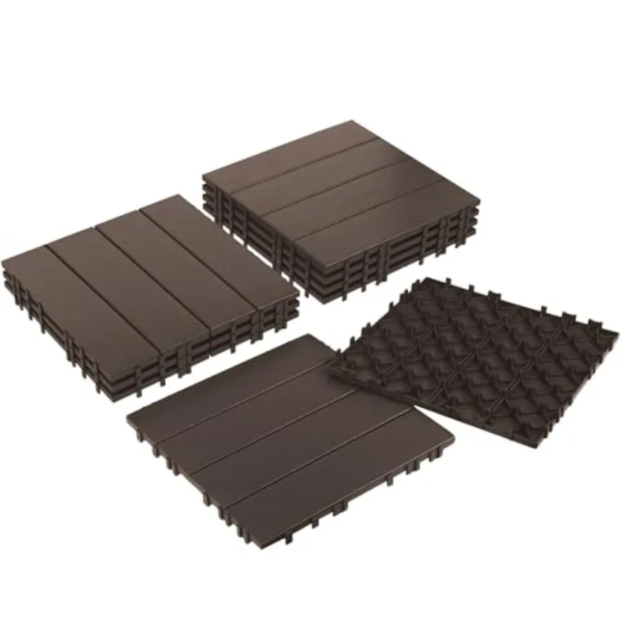 

PCS Plastic Interlocking Decking Tiles 12" x 12", sq. Feet Waterproof Outdoor Flooring All-Weather, Patio Floor Decking Tile fo