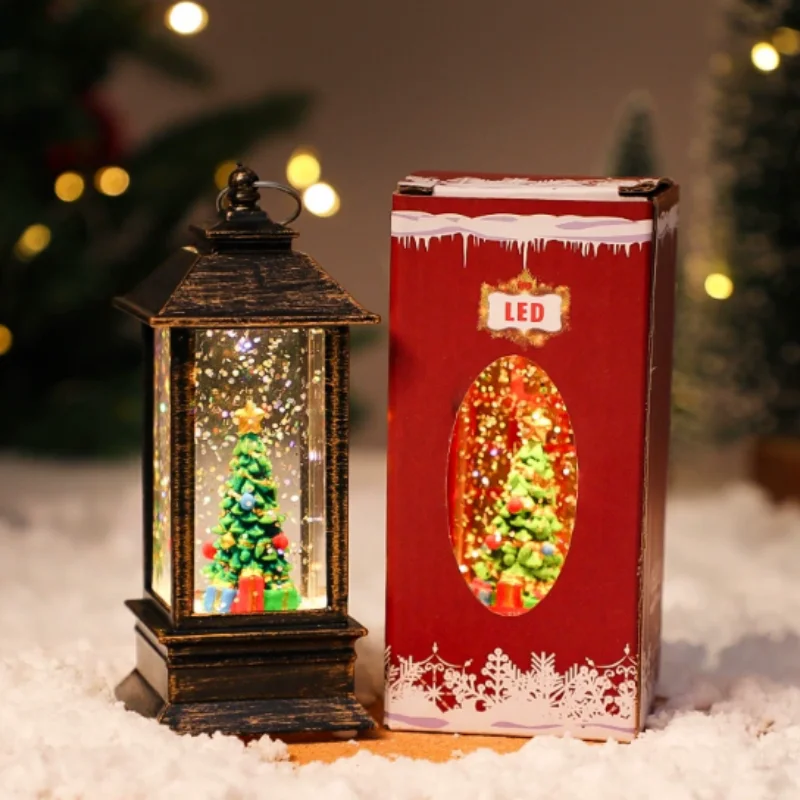 زينة عيد الميلاد سطح المكتب الحلي أشجار عيد الميلاد متوهجة الثلوج أضواء الليل كرات كريستال الهدايا الإبداعية أضواء الشموع جديد #6