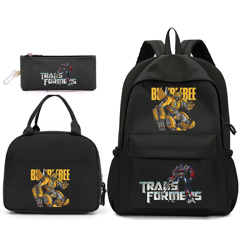 3pcs/Set Transformers BumbleBee Backpack with Lunch Bag for Women Student Teenagers School Bags Comfortable Travel Sets