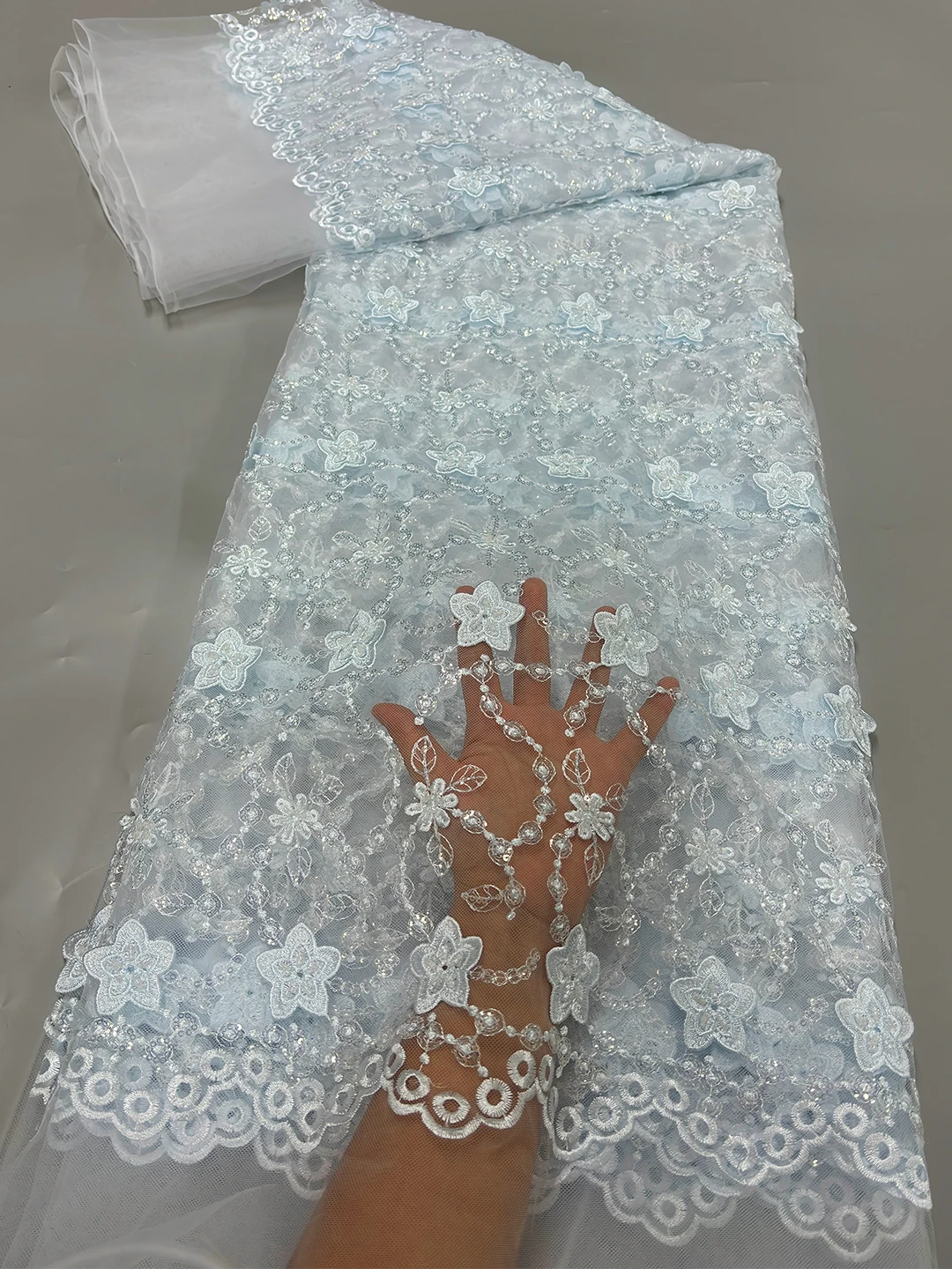 

Элитная африканская ткань с бисером и пайетками, сетчатое кружево, высококачественная нигерийская французская тюлевая кружевная ткань 2026 года для свадебных платьев невесты