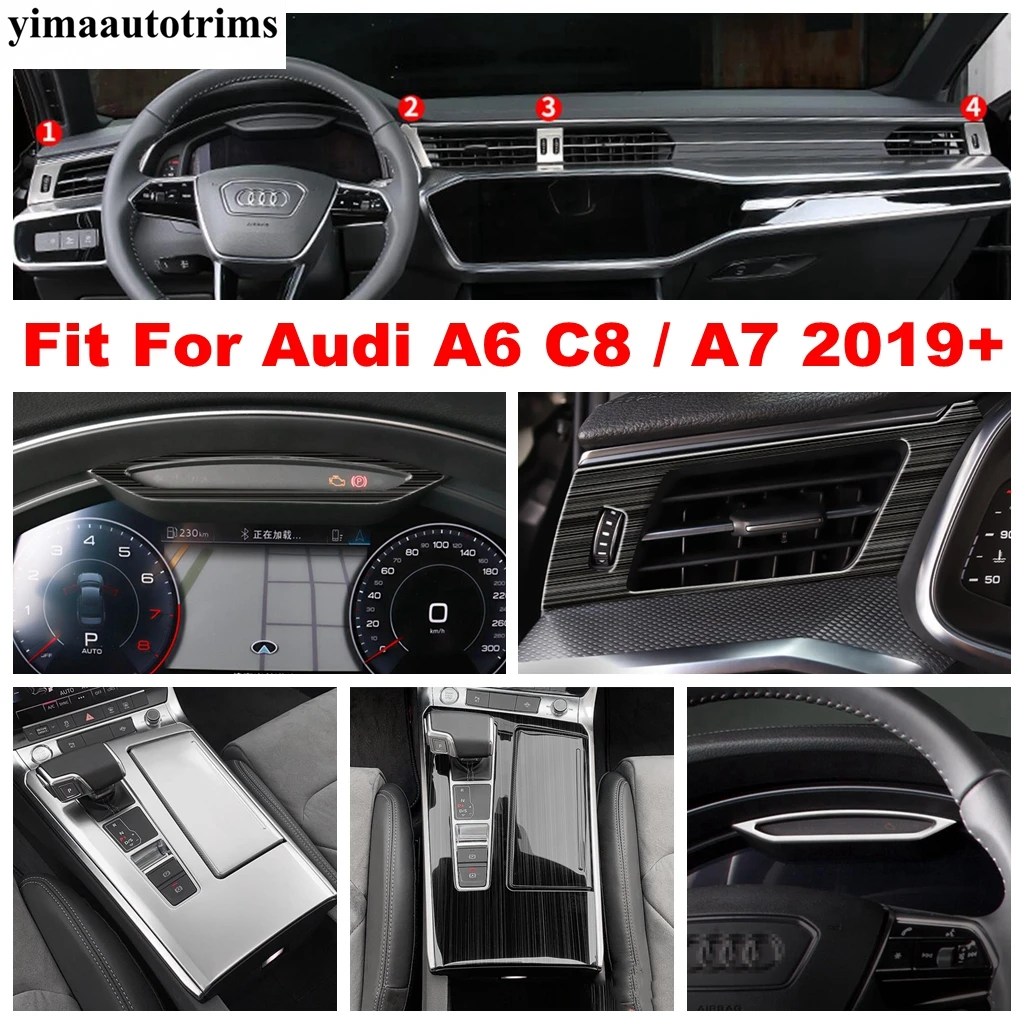 

For Audi A6 C8 / A7 2019 - 2023 Door Handle Bowl Air AC Vent Gear Panel Decor Cover Trim Stainless Steel Accessories Interior