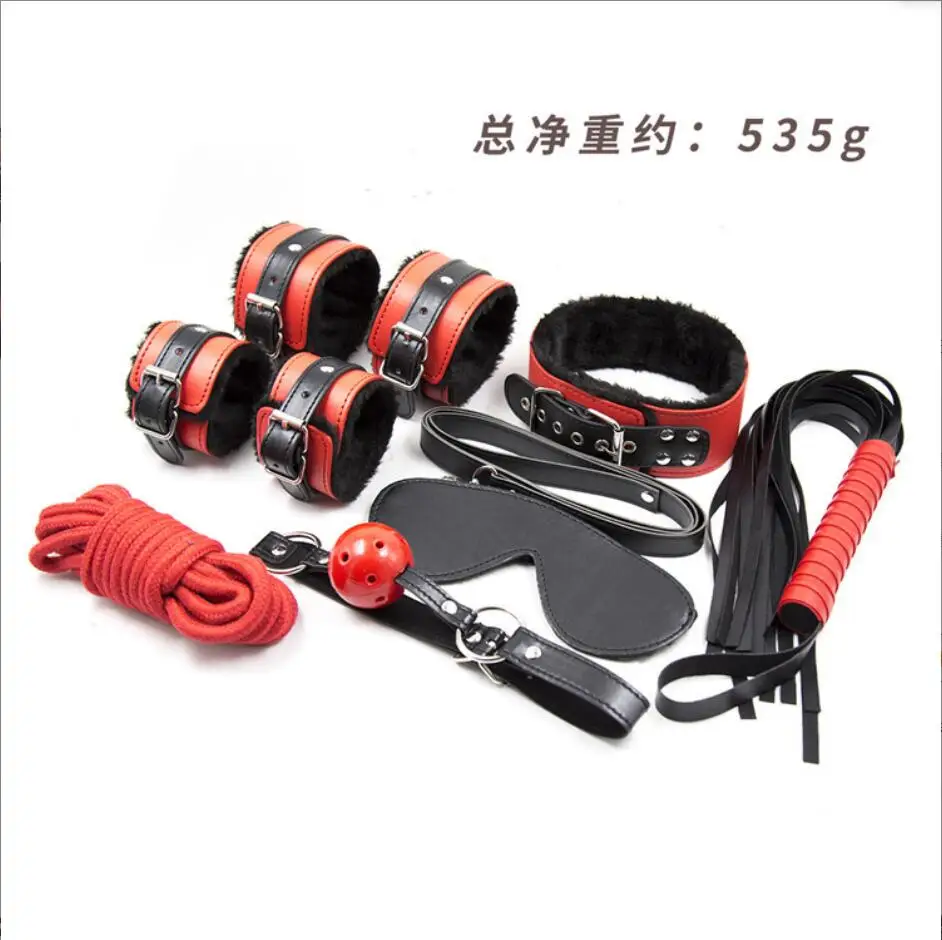 7 Pcs/set Erotic Toys for Adults BDSM Sex Bondage Set Handcuffs Gag Whip Rope Collar SM Sex Toys For Couples Women S2665