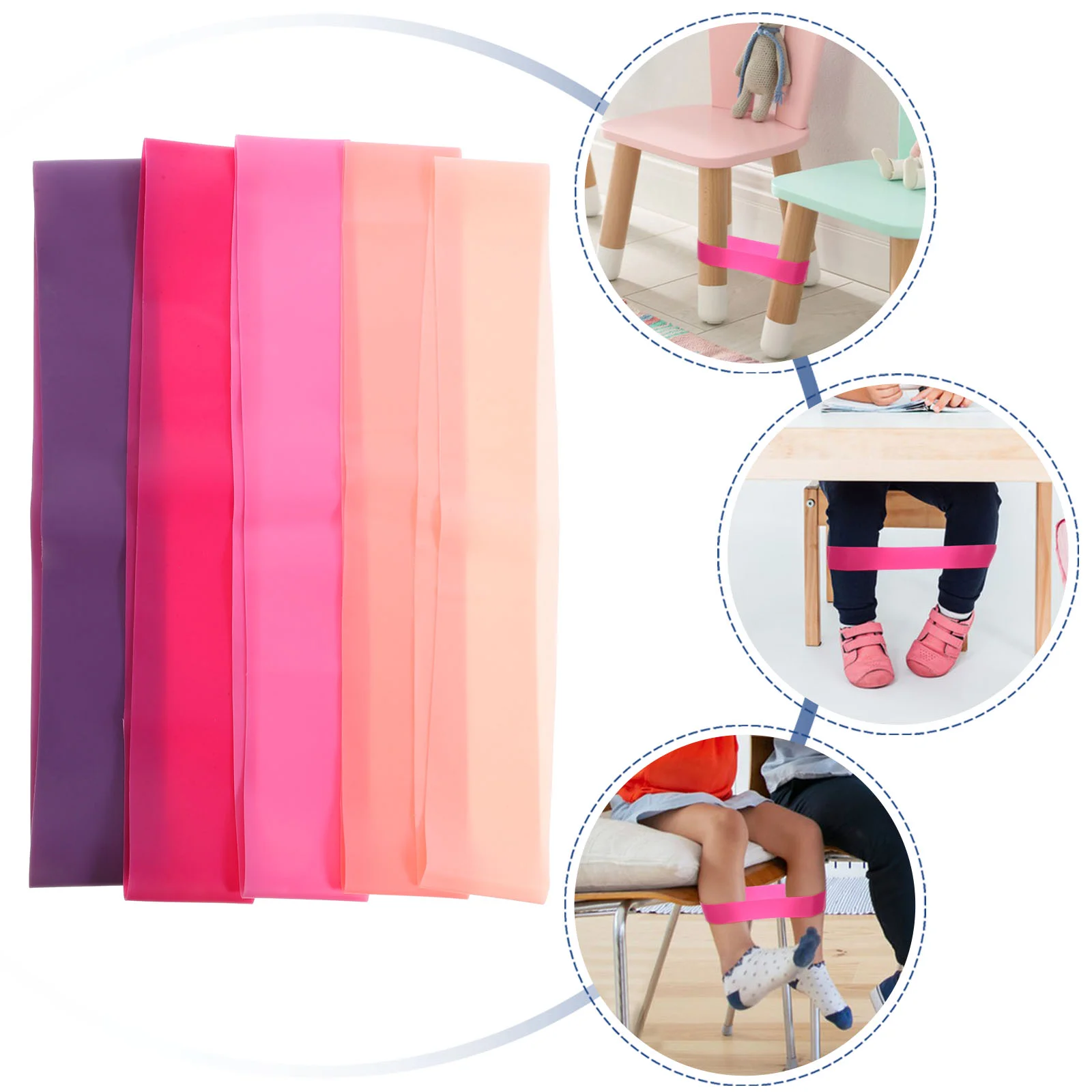 

5 Pcs ADHD Desk and Chair Straps Bands for Kids with Fidgety Feet Chairs Elasticity Flexible Practical Child Office