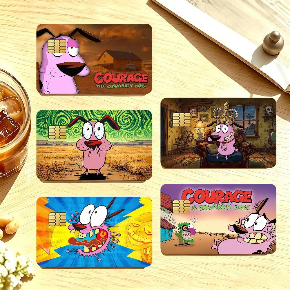 Anime C-Courage the C-Cowardly D-Dog Credit Card Stickers For Bank Card Bus Metro Cards Waterproof Anti-Scratch Gift 4PCS
