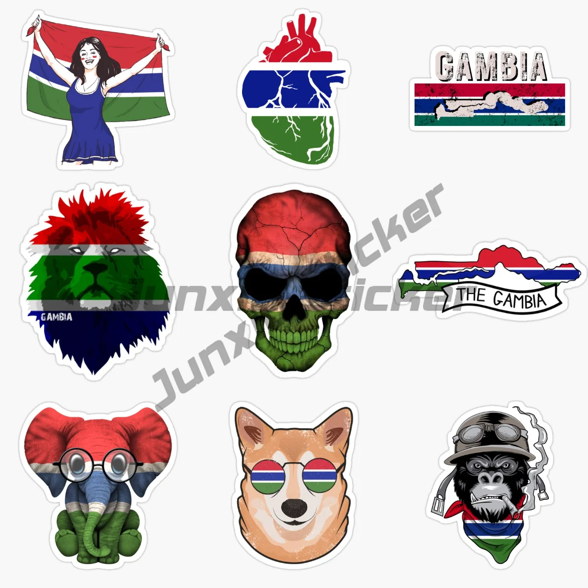 

GAMBIA National Flag and Emblem Car Sticker Vinyl Self-adhesive Stickers Applique