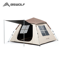 BSWolf Automatic Camping Family Tent Instant Pop Up Easy Set Up Black Glue/Silver Coated Tent Sunscreen Vinyl Tent Outdoor Hikin