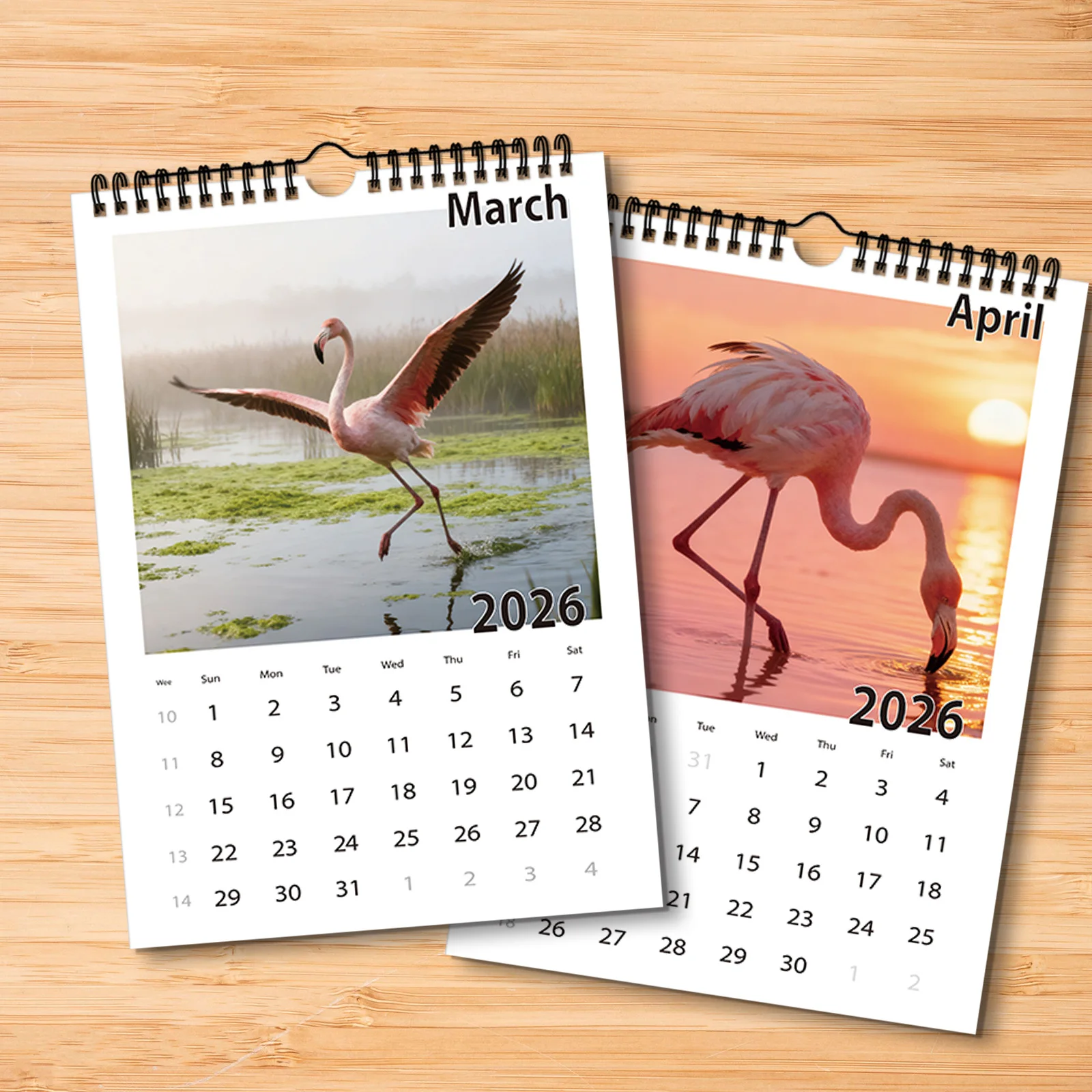 ปฏิทินนกฟลามิงโก้ที่สง่างาม 1 ชิ้น เหมาะสำหรับตกแต่งบ้าน เหมาะสำหรับคนรักธรรมชาติและนก ของขวัญปีใหม่ที่สมบูรณ์แบบสำหรับการจัดตารางเวลา