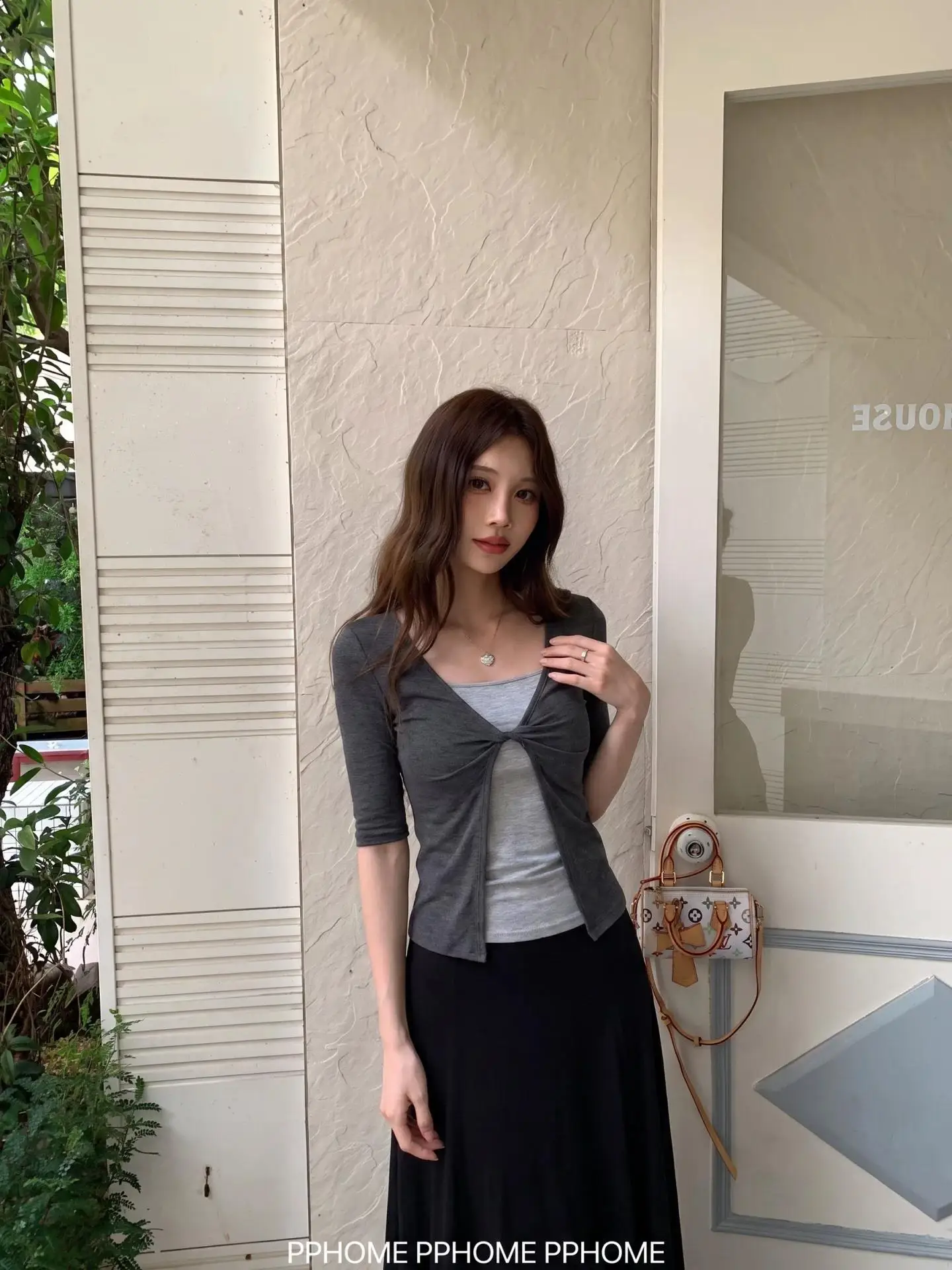 Women's Slim Fit T-Shirt Paper Tee Knot Design Fake Two-Piece Sleeveless Top Korean Style Commute Fashion Autumn New Arrival