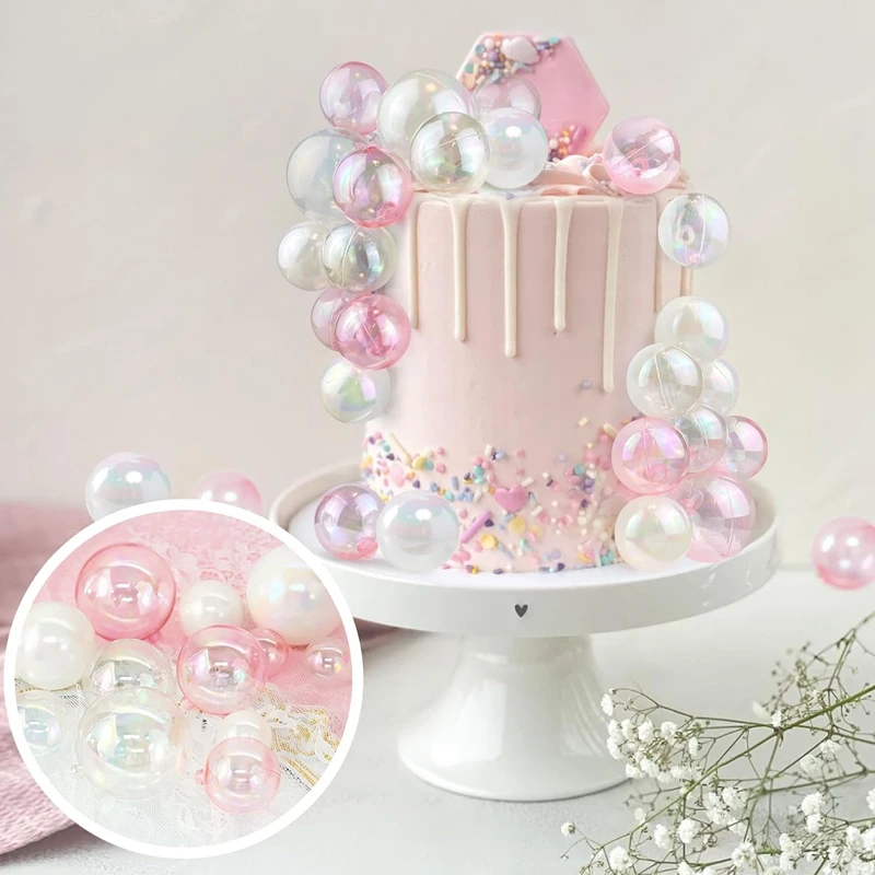 33pcs Colorful Ball Cake Topper Pearl Shape Cupcake Insert Topper for Kids Unicorn Mermaid Birthday Party Decoration Baby Shower