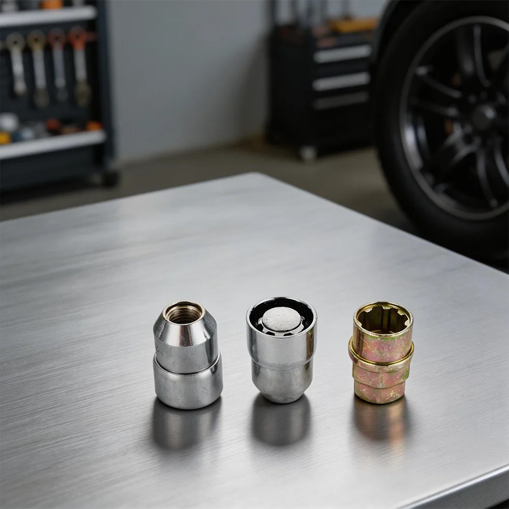 4pcs Locking Wheel Nuts M12x1.25 Alloy Steel with 2 Keys for Vehicles Designed for M12x1.25 Thread Pattern Use