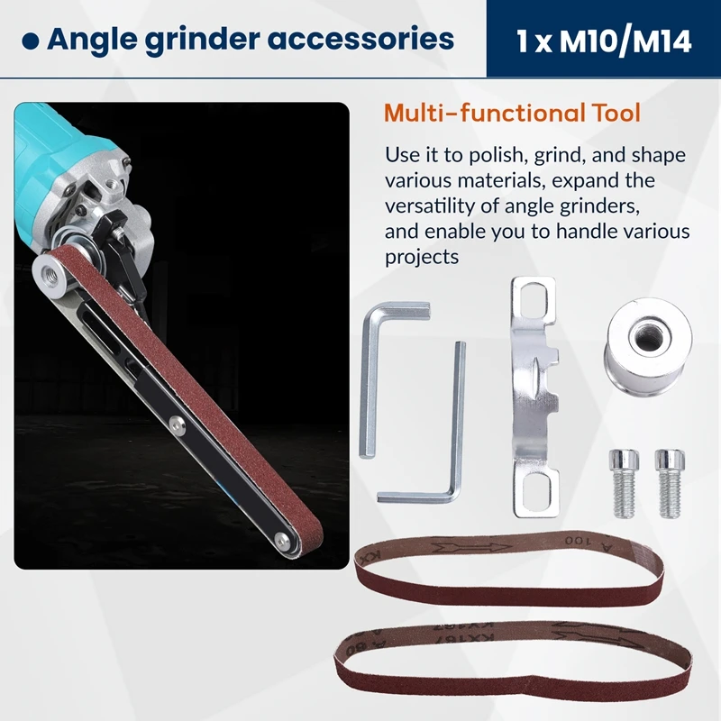 NEW HOT In Stock-M10/M14 Angle Grinder Belt Sander Adapter For 100/115/125-Sanding Belt Adapter Angle Grinder To Belt Sander Con