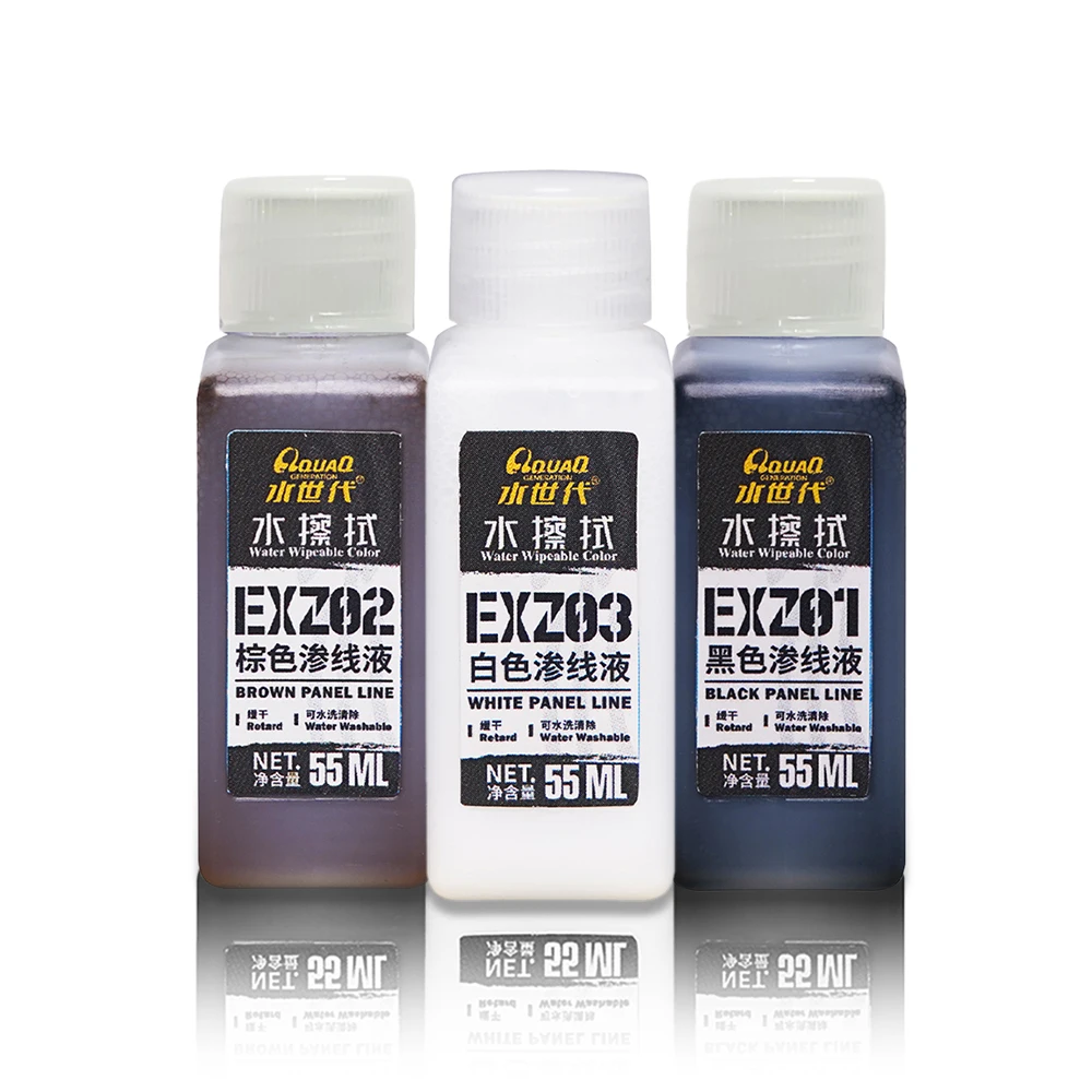 55ml Per Bottle Water Scrubbing Penetrating Liquid Quick-dry Paint Hobby Painting Pigments Clean Water Can Wipe EXZ01-EXZ03