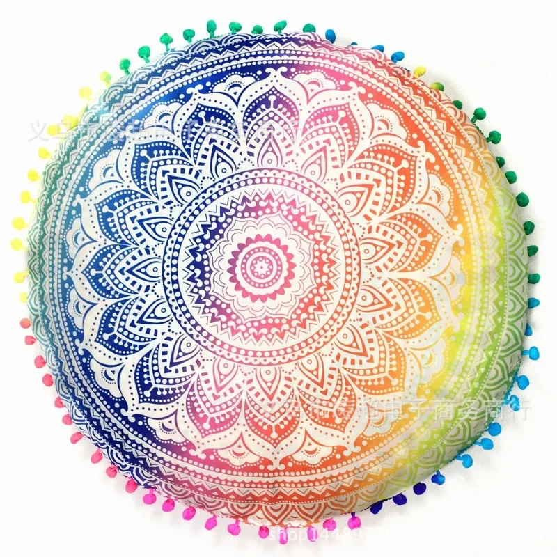 Ethnic Style Round Mandala Pattern Pillowcase Bohemian Cushion Cover Boho Floor Cushion Pillow Case Home Decoration 43x43cm