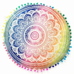 Ethnic Style Round Mandala Pattern Pillowcase Bohemian Cushion Cover Boho Floor Cushion Pillow Case Home Decoration 43x43cm