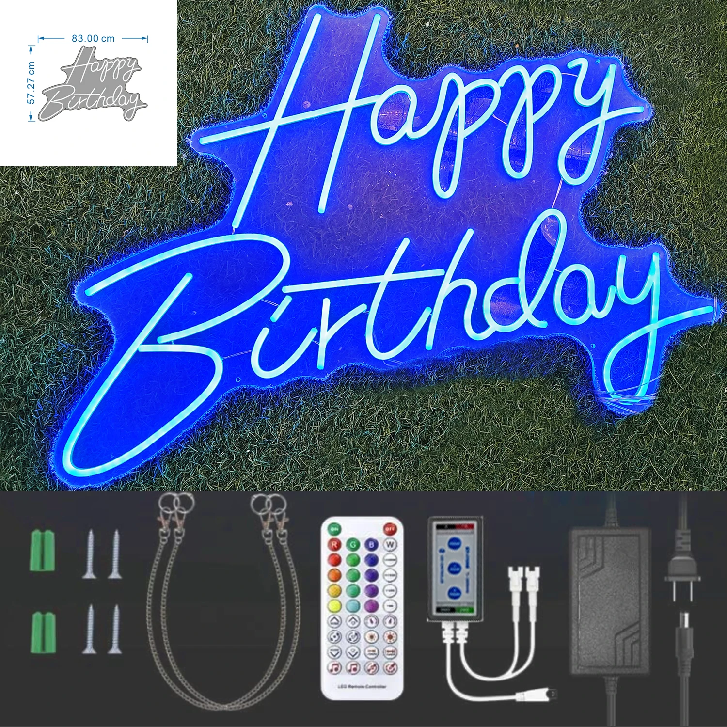 Colorful Happy Birthday Neon Sign With Remote Control, Birthday Decoration, Bedroom Decoration RGB  Light Wall Art