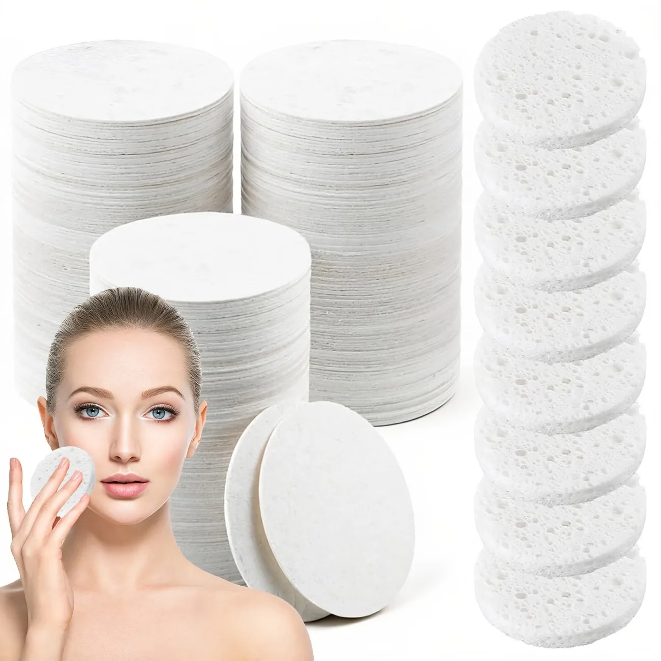 Natural Compressed Facial Sponges Fragrance-Free, Gentle for Daily Cleansing, Makeup Removal & Exfoliation