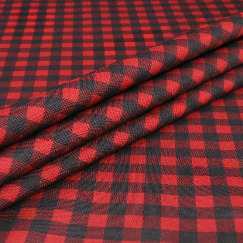 

500D Polyester Red Black Checked Fabric PU Coating Waterproof DIY Luggage Tablecloth Sewing Hunting Supplies