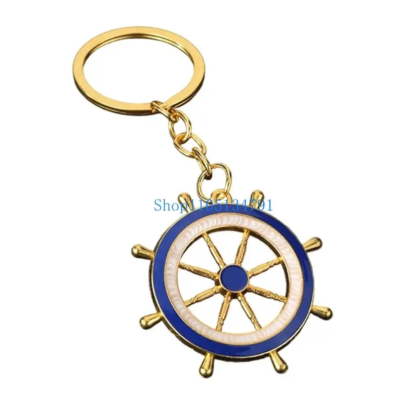 98km Blue And White Marine Keychain Ocean Theme Anchors Wheel Zinc Alloy For Gifts - view 4