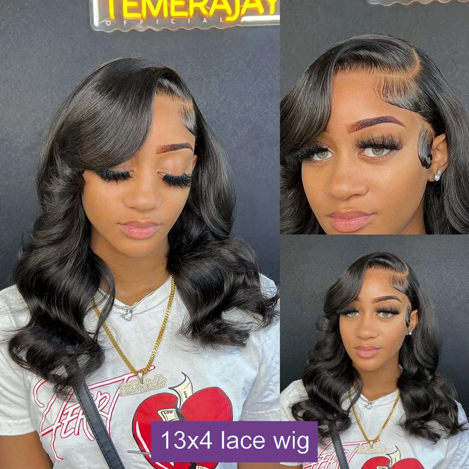 13x4 Body Wave Lace Frontal Bob Wig Pre Plucked 13x4 Human Hair Wigs Ready To Wear Brazilian Remy Natural Color Wig For Women