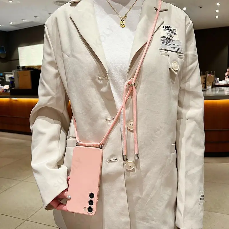 Crossbody-Hülle mit Trageband, weiche Schutzhülle für Samsung Galaxy S23 FE S25 S26 S24 Ultra A17 A57 A37 A18 A55 A56 A16 5G, Flüssigsilikonhülle – Detail 4