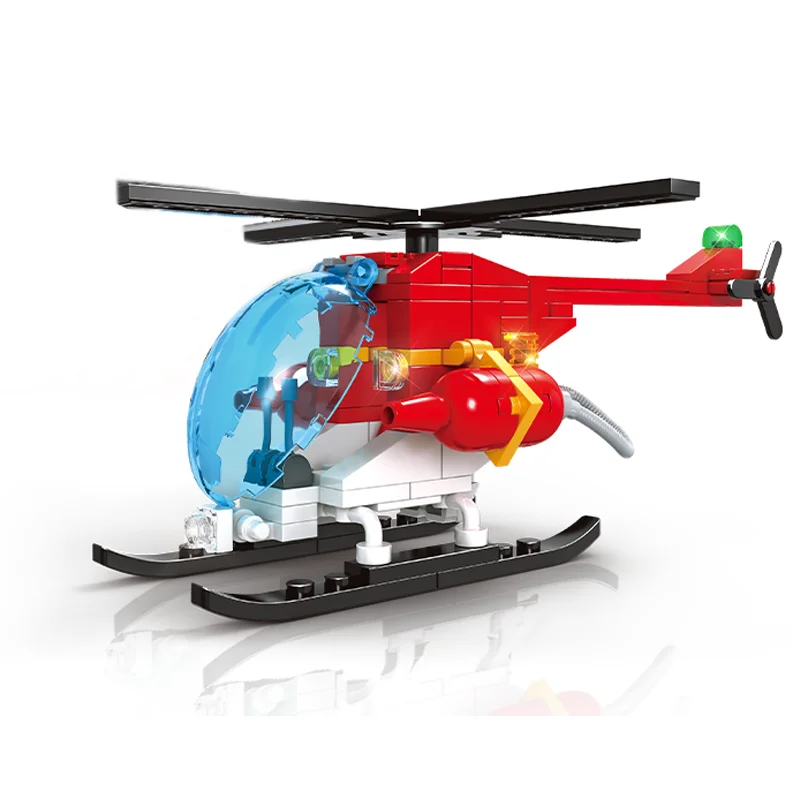 

111Pcs City Fire Helicopter Building Blocks Moc Firefighting Airplane Rescue Plane brick for Children