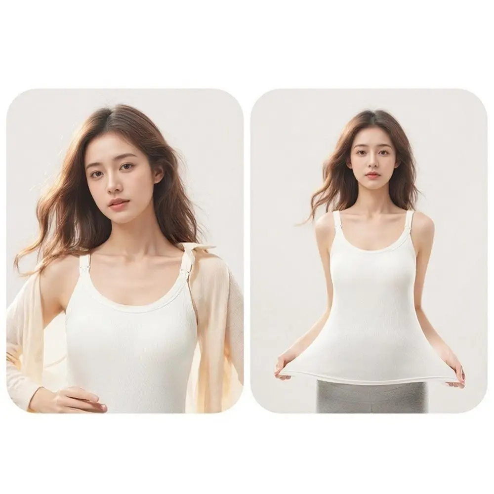 New Solid Color Ribbed Camisole Sleeveless with Fixed Cups Slim Fit Vest Tank Top Pregnant Women