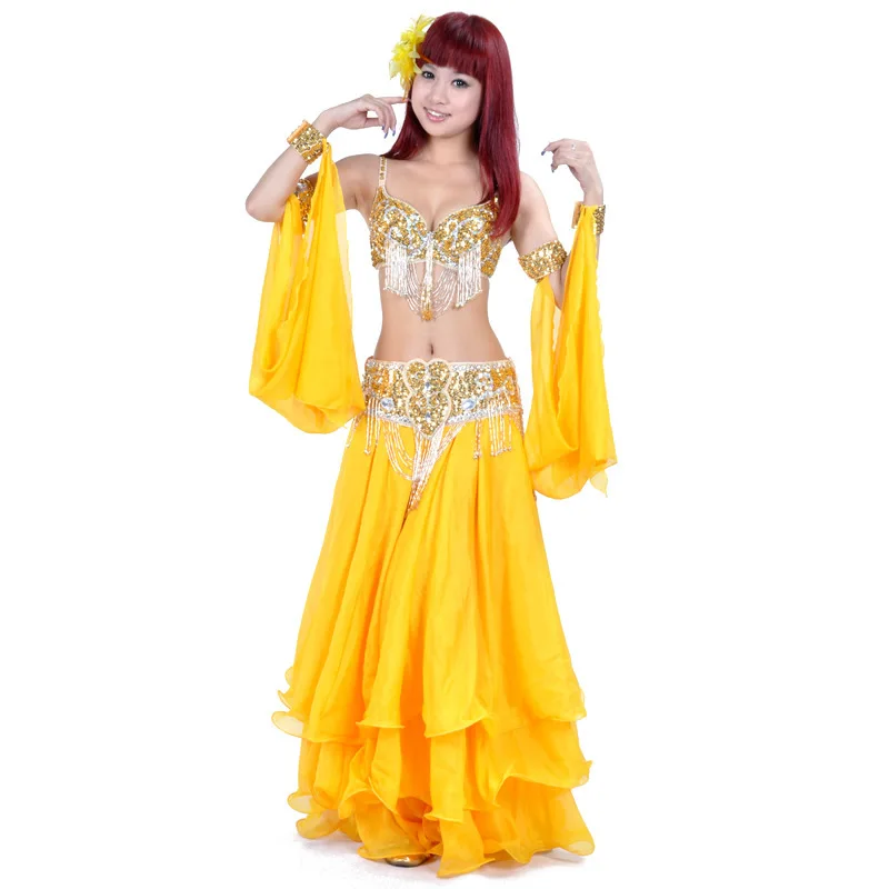 Costume professionale Ricamo di perle Costumi di danza del ventre artigianali Fascino sexy Nappa Performance Dress Set Carnevale