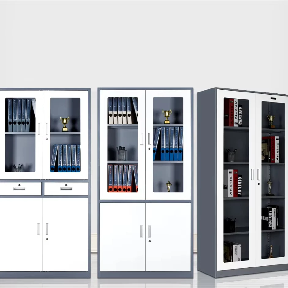 

Modern Office Metal Filing Cabinet with Half-glass Design for Workshop School Outdoor Use