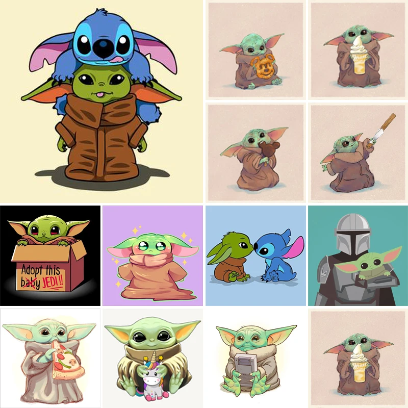 Disney Cartoon Cute Yoda Diamond Painting 5D DIY Full Round Drill Diamond Embroidery Cross Stitch Art Mosaic Home Decor