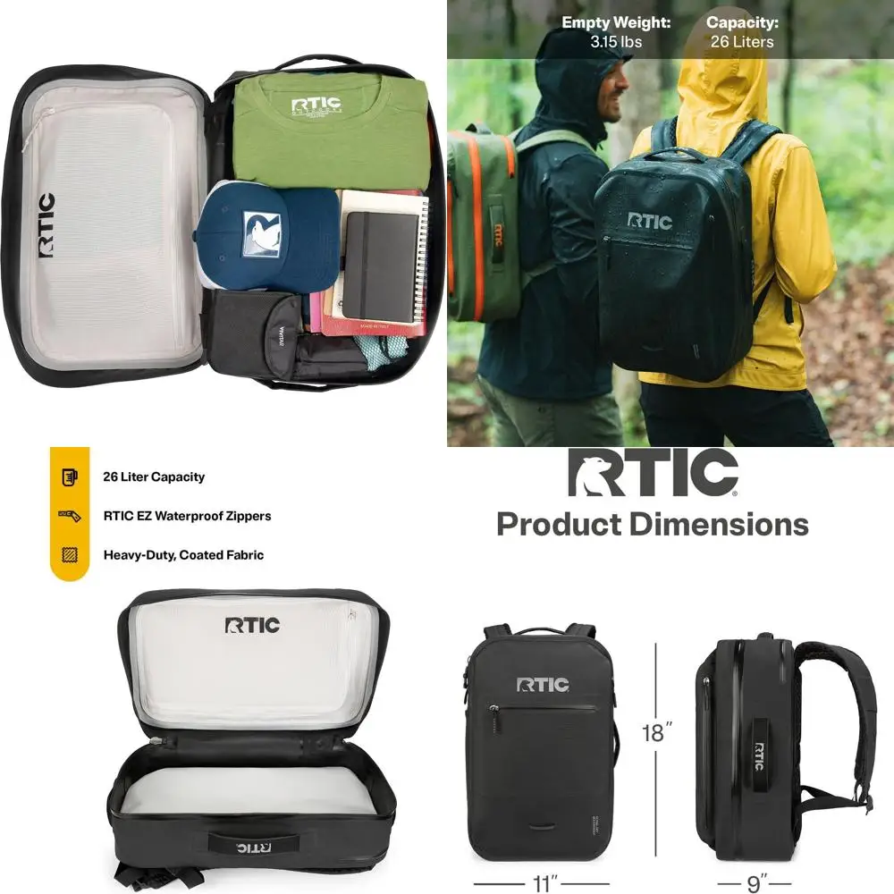 

Rugged Waterproof Backpack for Outdoor Adventures, 26L, Black & Graphite