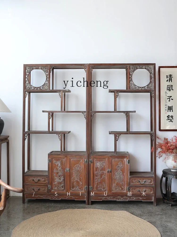 

W5.14 Bogu Rack Solid Wood Tea Display Cabinet Living Room Partition Storage
