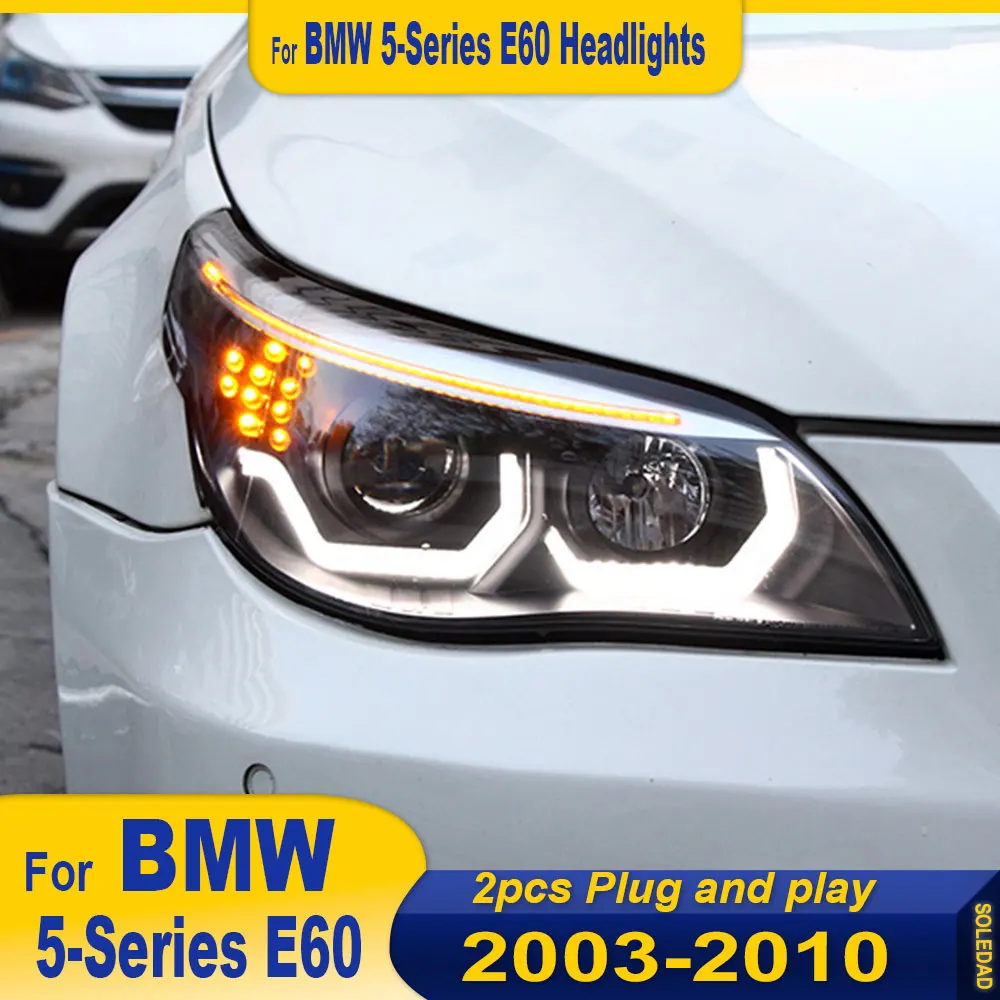 

Car Styling Head Lamp for BMW E60 Headlights 2003-2010 523i 530i Angel Eye LED Headlight DRL Hid Bi Xenon Auto Accessories