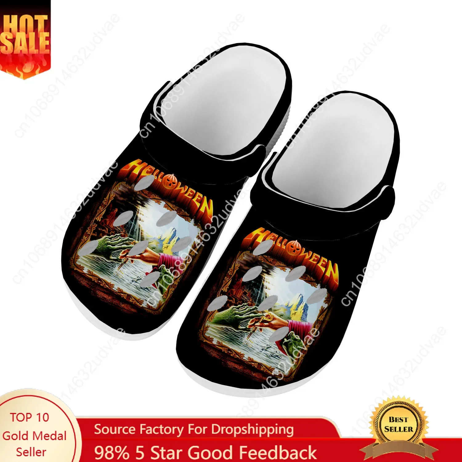 

Helloween Band Water Shoes Mens Womens Non-slip Fashion Home Garden Clogs Customizd Sandals Beach Breathable Hole Slippers
