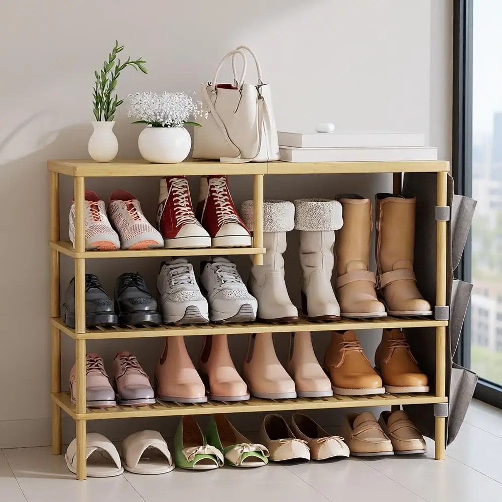 

4-Tier Shoe Organizer for 20-24 Pairs, Space-Saving Storage for Entryway, Bedroom, or Dorm