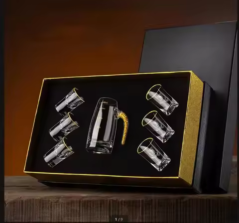 Glass Barware 7 Piece Set Wine Glass Set Shot Glasses White Wine Glass Wine Dispenser Bar Sets Exquisite Gift Box