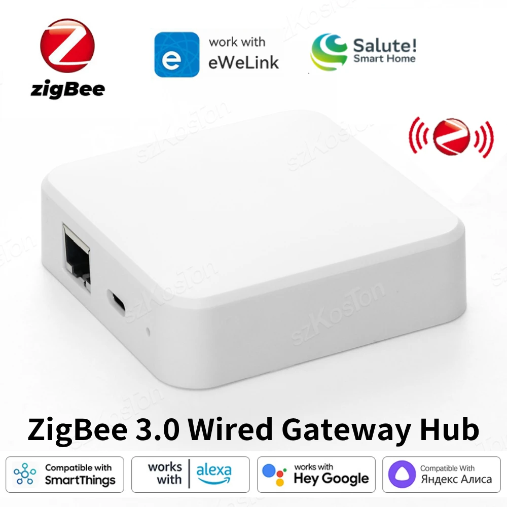 eWeLink App ZigBee 3.0 Wireless Gateway Hub Smart Home Automation Bridge Voice Control Works with Alexa Google Alice Salute