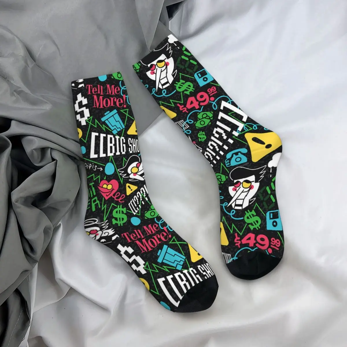 Funny Happy Men\'s Socks Spamton Quote Retro Harajuku Deltarune Game Hip Hop Novelty Pattern Crew Crazy Sock Gift Printed