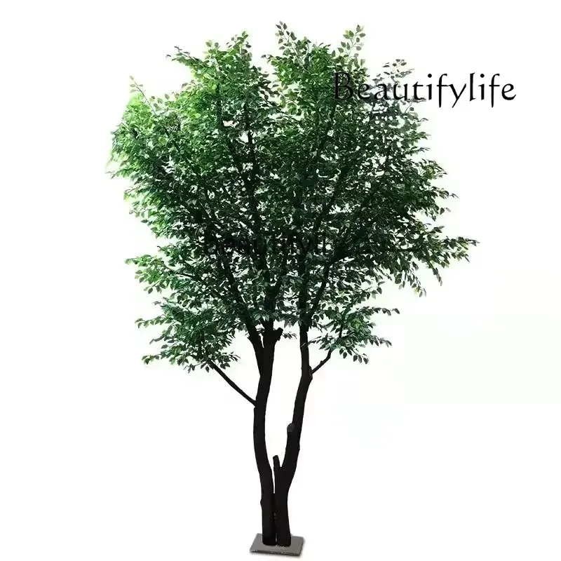 Large custom fake tree shopping mall modeling banyan tree interior decoration solid wood simulation