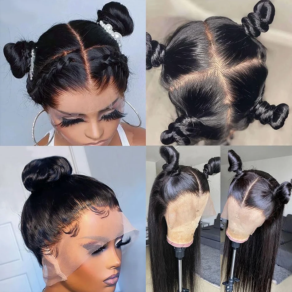 

Bone Straight 360 Full Lace Front Human Hair Wigs For Women Brazilian Hair Pre Plucked Transparent Real Full Lace Frontal Wig