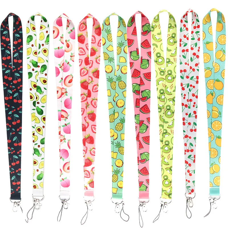 

10 pcs Mix Fruit Lanyard for Keys Cute Watermelon Lemon Phone Strap Pineapple Strawberry ID Badge Holder Fashion Gifts