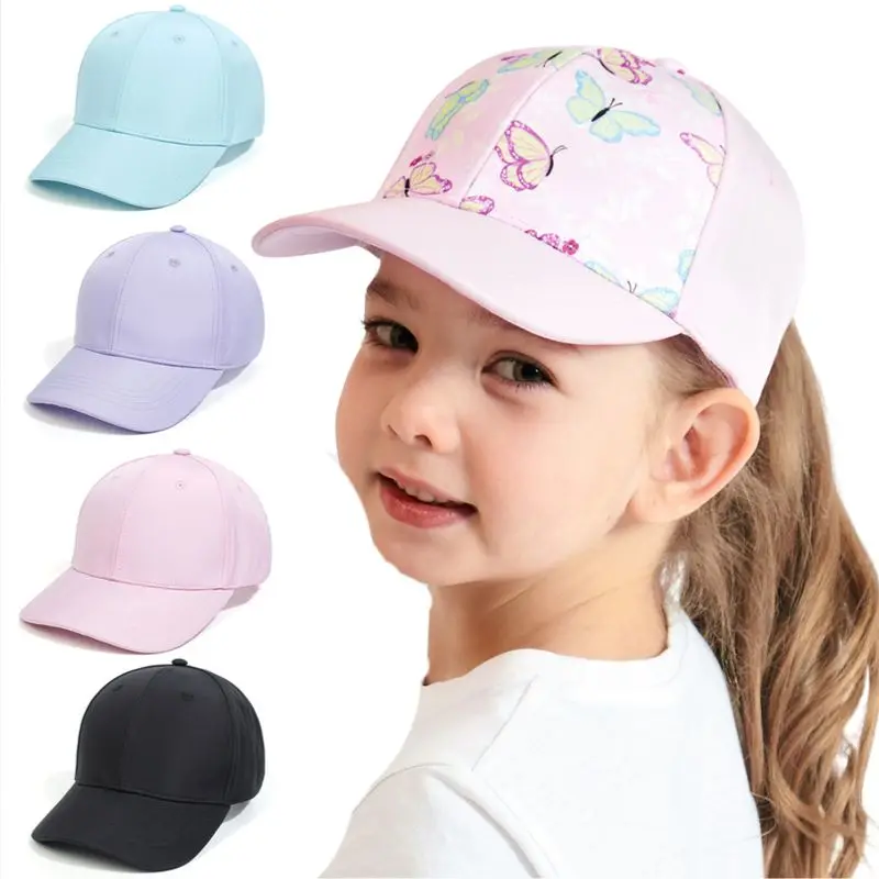 Fashion High Ponytail Kids Boy Hat Sun Hats Baseball Caps Solid Color Travel Caps Sun-proof Wide Brimmed Peaked Caps Hat