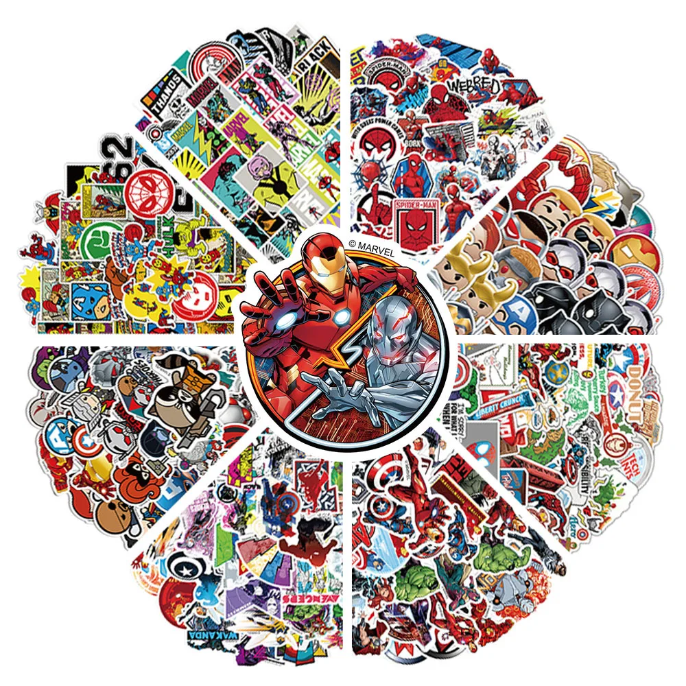 Paquete de 50 pegatinas impermeables de los Vengadores de Marvel, calcomanías de vinilo para fundas de teléfono, portátiles, botellas de agua, equipaje y tatuajes