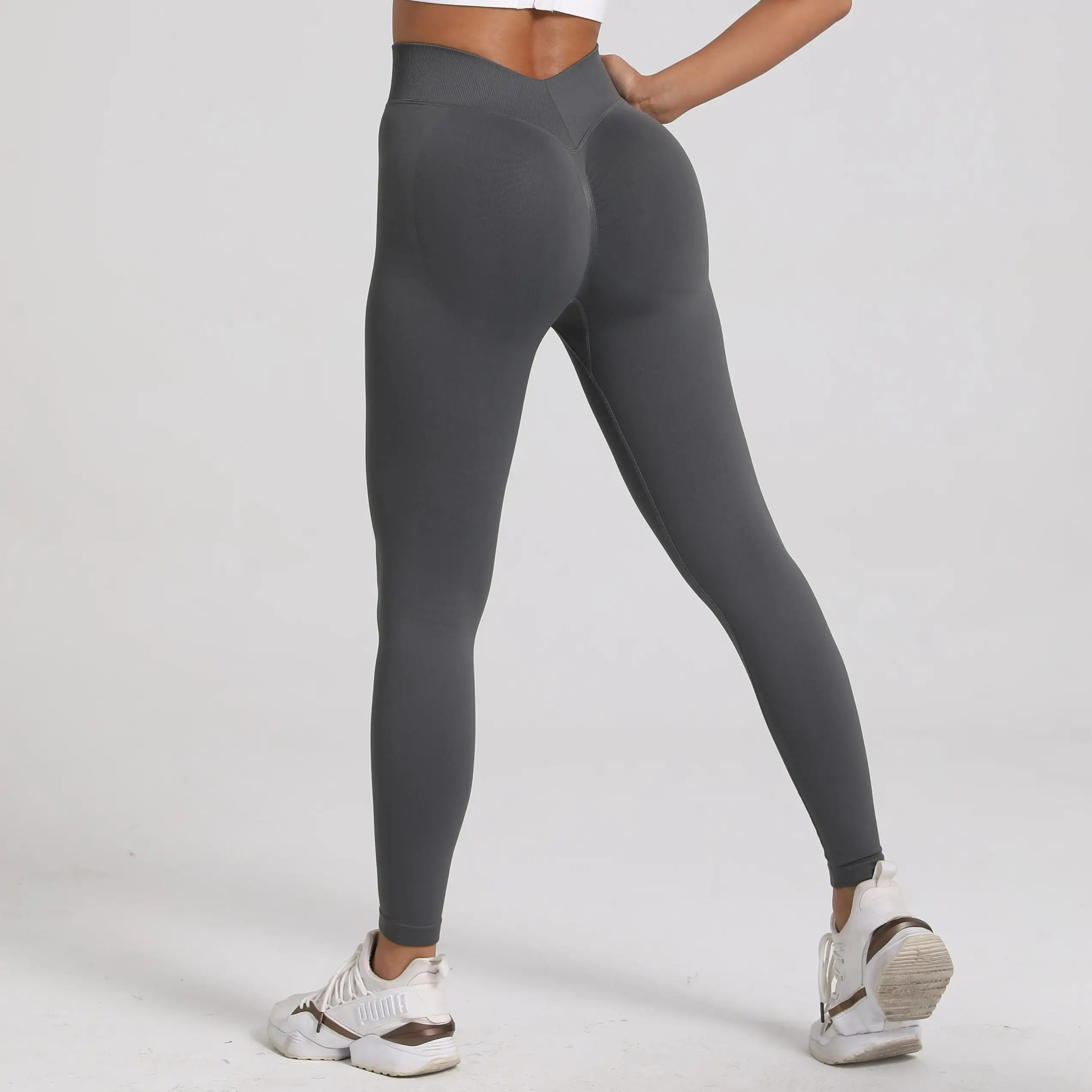 Nowe damskie legginsy sportowe V Back Fitness ćwiczenia joga rajstopy na siłownię trening Scrunch Butt Lifting spodnie treningowe