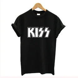 Kiss End of The Road Tour Women T-shirt Rock Band Loose T-shirt Women Letter Casual Black Tshirt Women Streetwear Tops Female