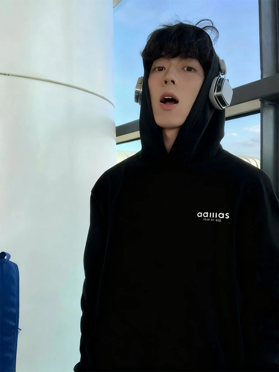 

2025 New FOG MIKI ENTIALS American Sle Men's Loose Fce Hoodie Winter Warm Elastic Casual Long Sve Sweatirt