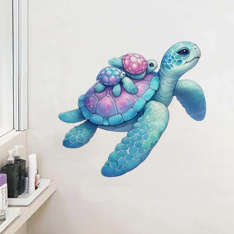 Sea Turtle Wall Sticker Bathroom Living Room Background Decorations Wallpaper Creative Animals Self Adhesive Stickers S280