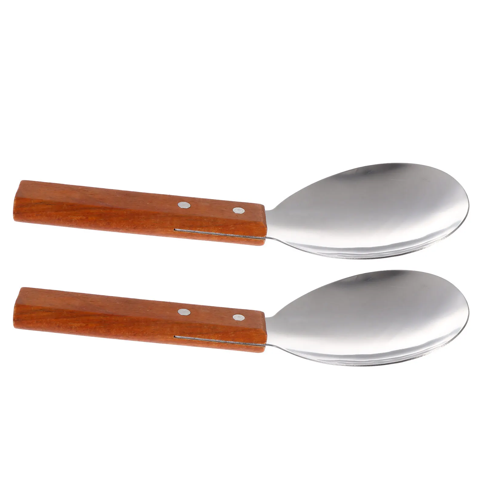

2Pcs Stainless Steel Heat Insulation Rice Spoon Non-Stick Cooking Scoop for Kitchen Cooking Supplies Ergonomic Curved Handle