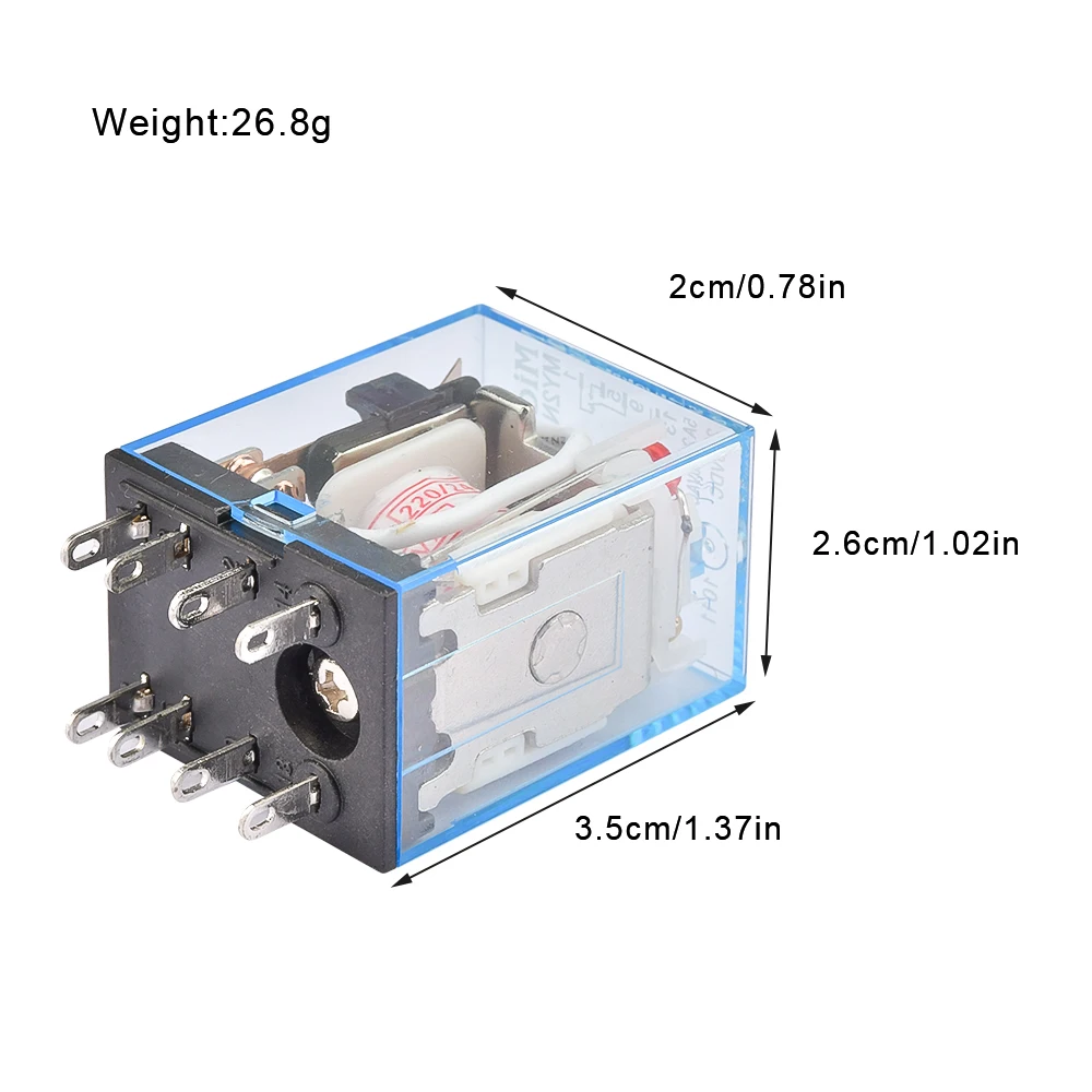 Coil Power Relay LY2NJ  Mini Electromagnetic Relay Electronic Module DPDT 8 Pin LED Lamp Indication Power Supply